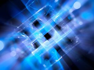 Blue glowing futuristic hardware background
