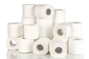 Rolls of toilet paper isolated on white