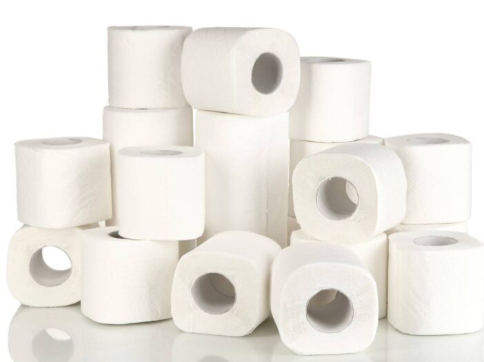 Rolls of toilet paper isolated on white