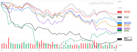 FANGAM stocks overtime chart