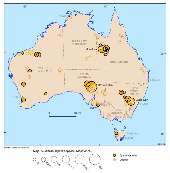 Geoscience Australia, South Australia holds the greatest share of the nation’s copper
