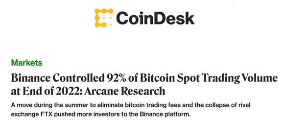 CoinDesk alerted us to just how much market share Binance